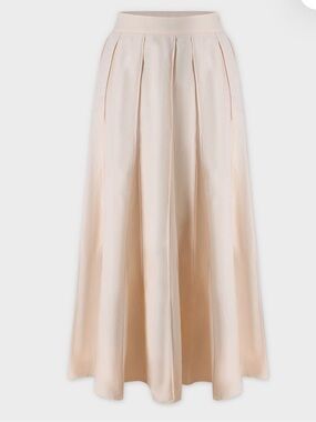 Cream Cotton Pleated Maxi Skirt - NWT